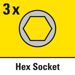 3 hexagon nuts "Socket wrench" 1/4" / 5/16" / 3/8" included