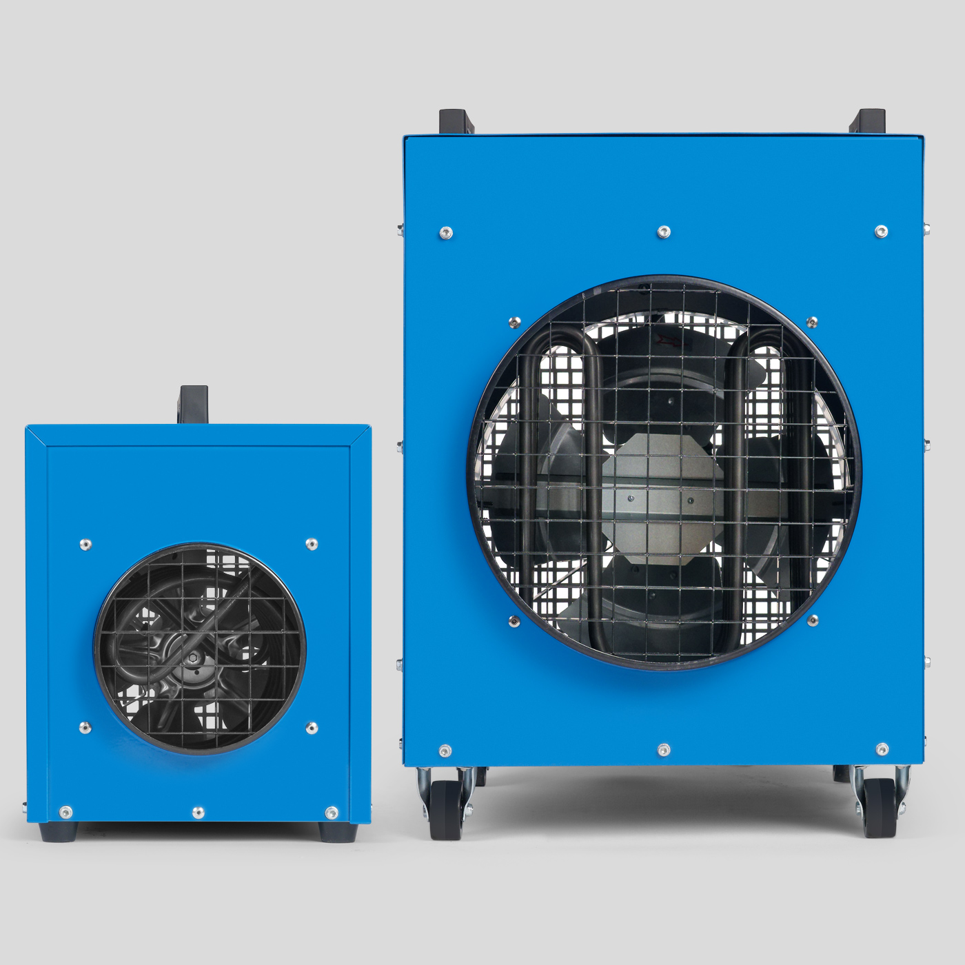 A galvanised discharge grille focusses the hot air flow and reduces losses from irradiation