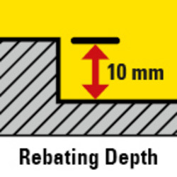 Adjustable rebating depth up to max. 10 mm