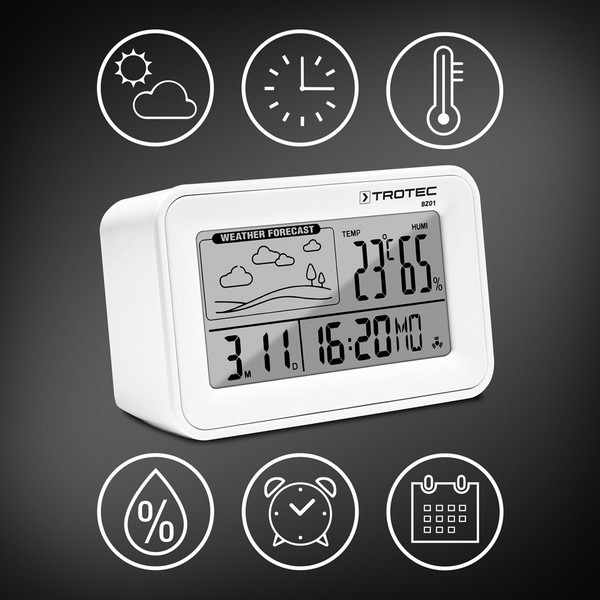 Digital alarm clock with weather station BZ01 - TROTEC