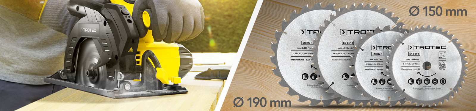 Circular saw blade sets (Ø 150 or 190 mm)