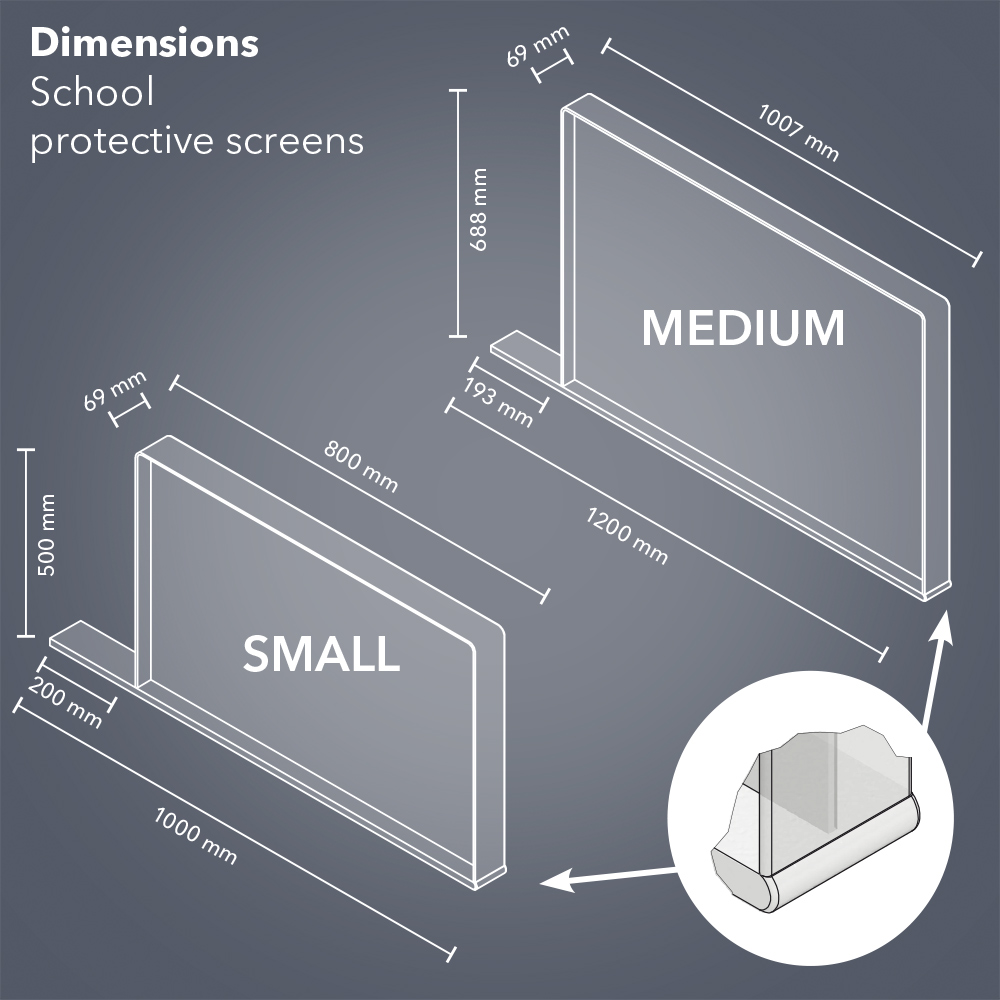 Dimensions school protective screens