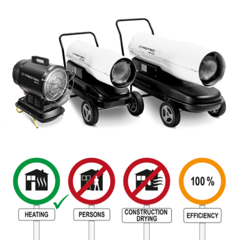 Direct radiant oil heaters (without a flue pipe)