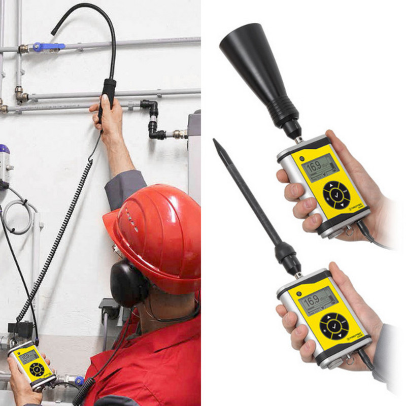 Diverse airborne sound probes for locating compressed air and gas leaks