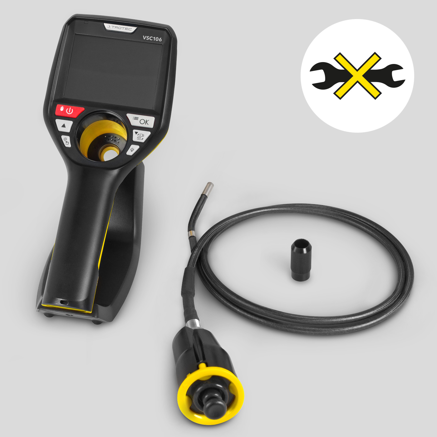 Exchangeable camera probe, complete including joystick control unit