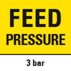 Feed pressure of 3 bar