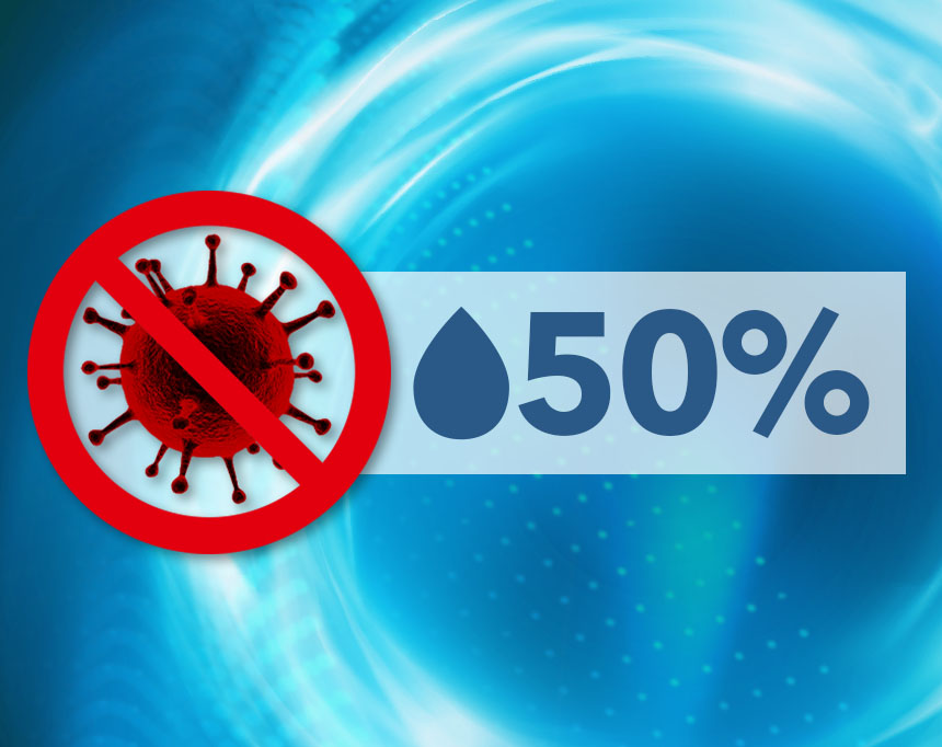 Increasing the humidity level to 50 % reduces the risk of transmission of viruses