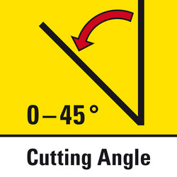 Mitre cuts up to an angle of 45°