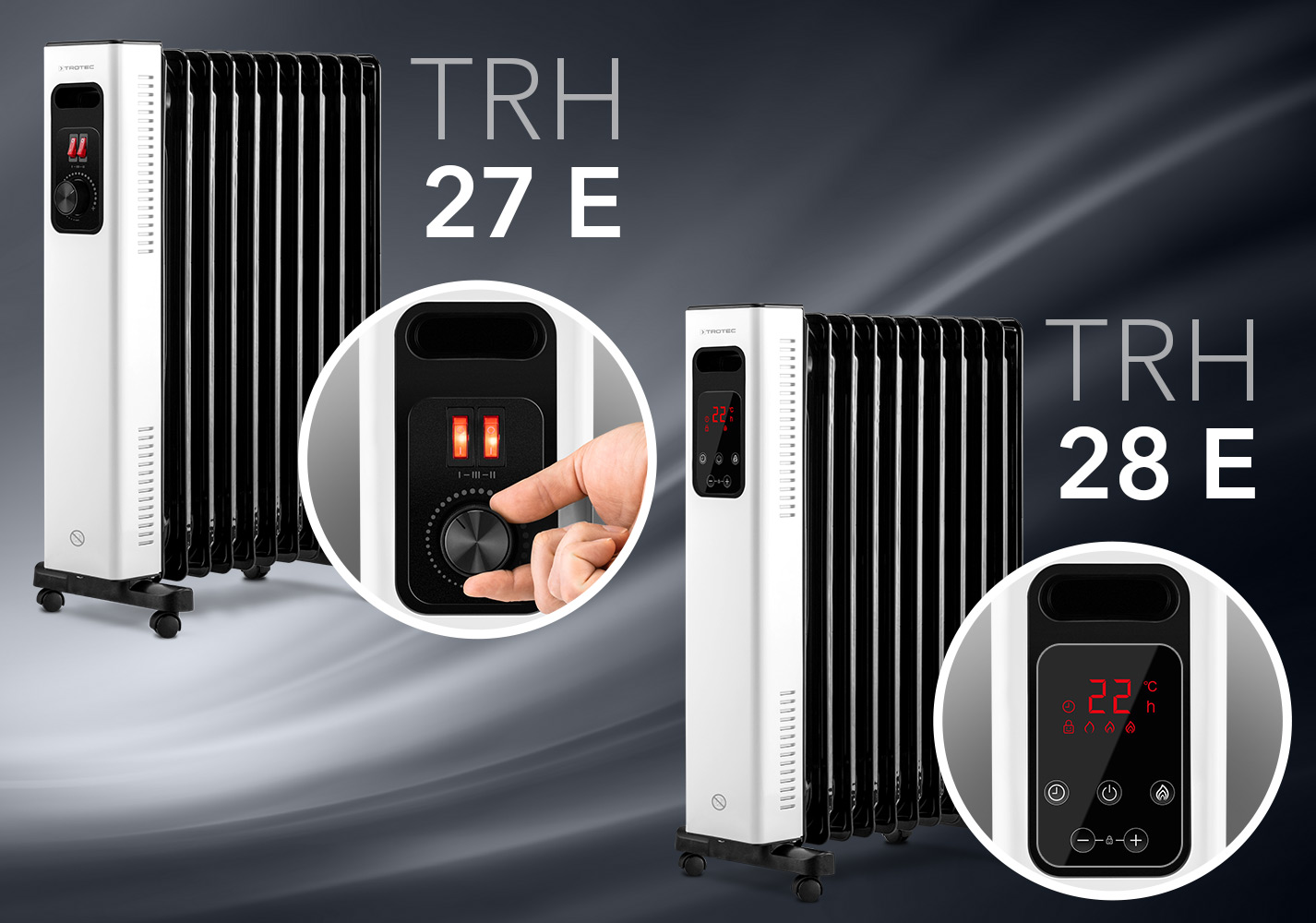 Oil-filled radiators TRH 27 E and TRH 28 E