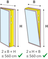 Perimeter of 560 cm for balcony or patio doors and floor-to-ceiling windows