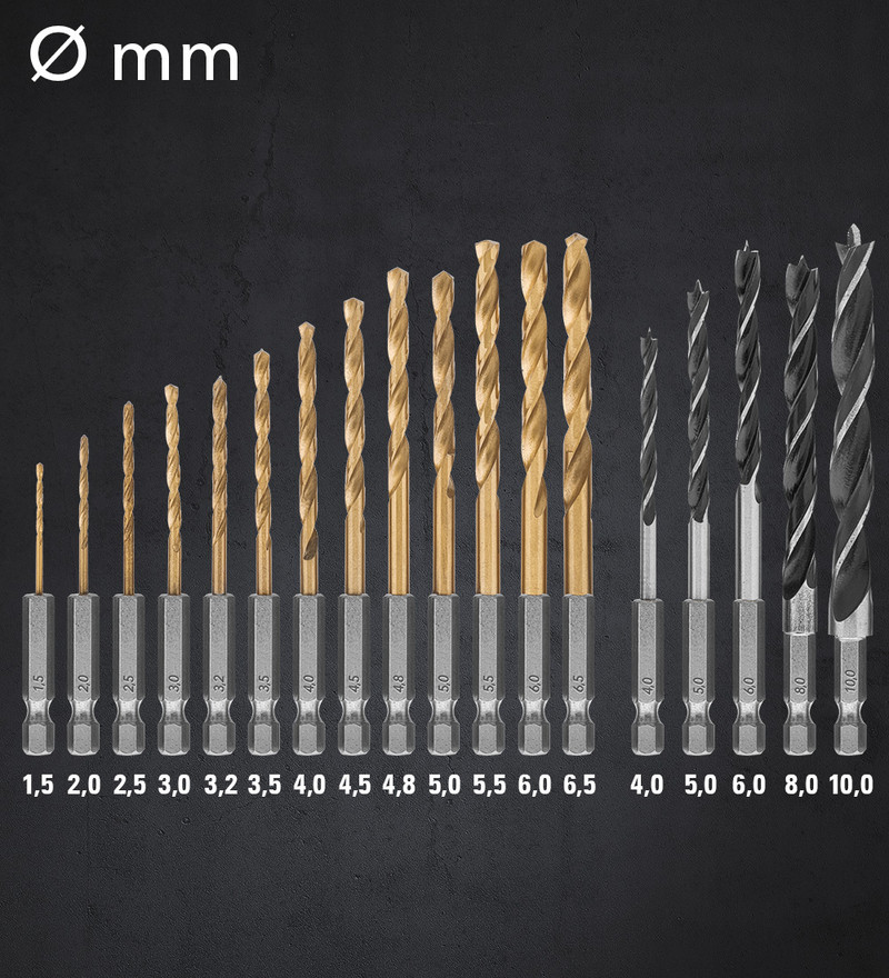 Twist drill bits for metal and wood